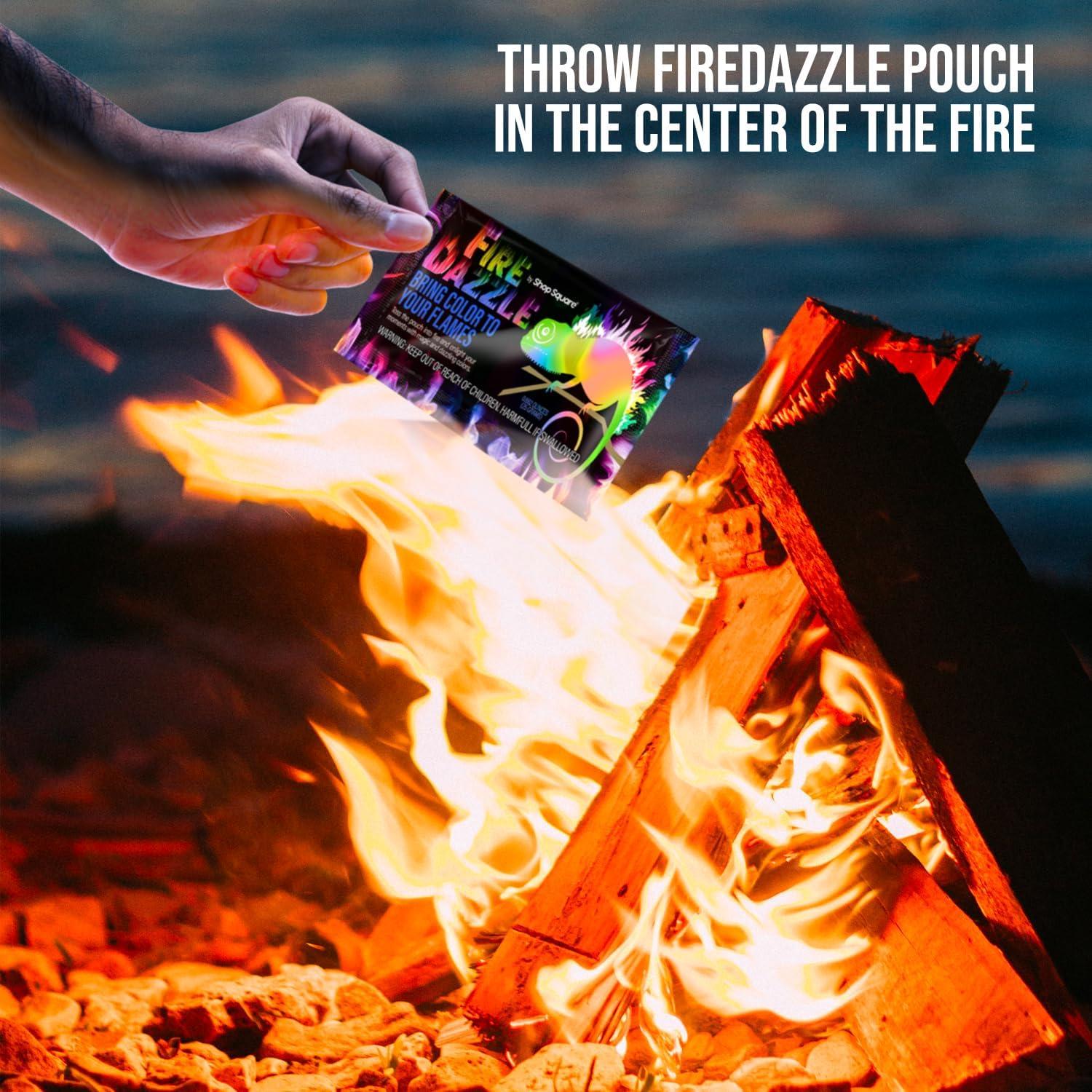 imageFire Dazzle Fire Color Changing Packets for Fire Pit  12 Pack Color Packets Flame Changer for Fire Pit and Campfires  Camping Games Accessories for Kids and Adults50 Pack
