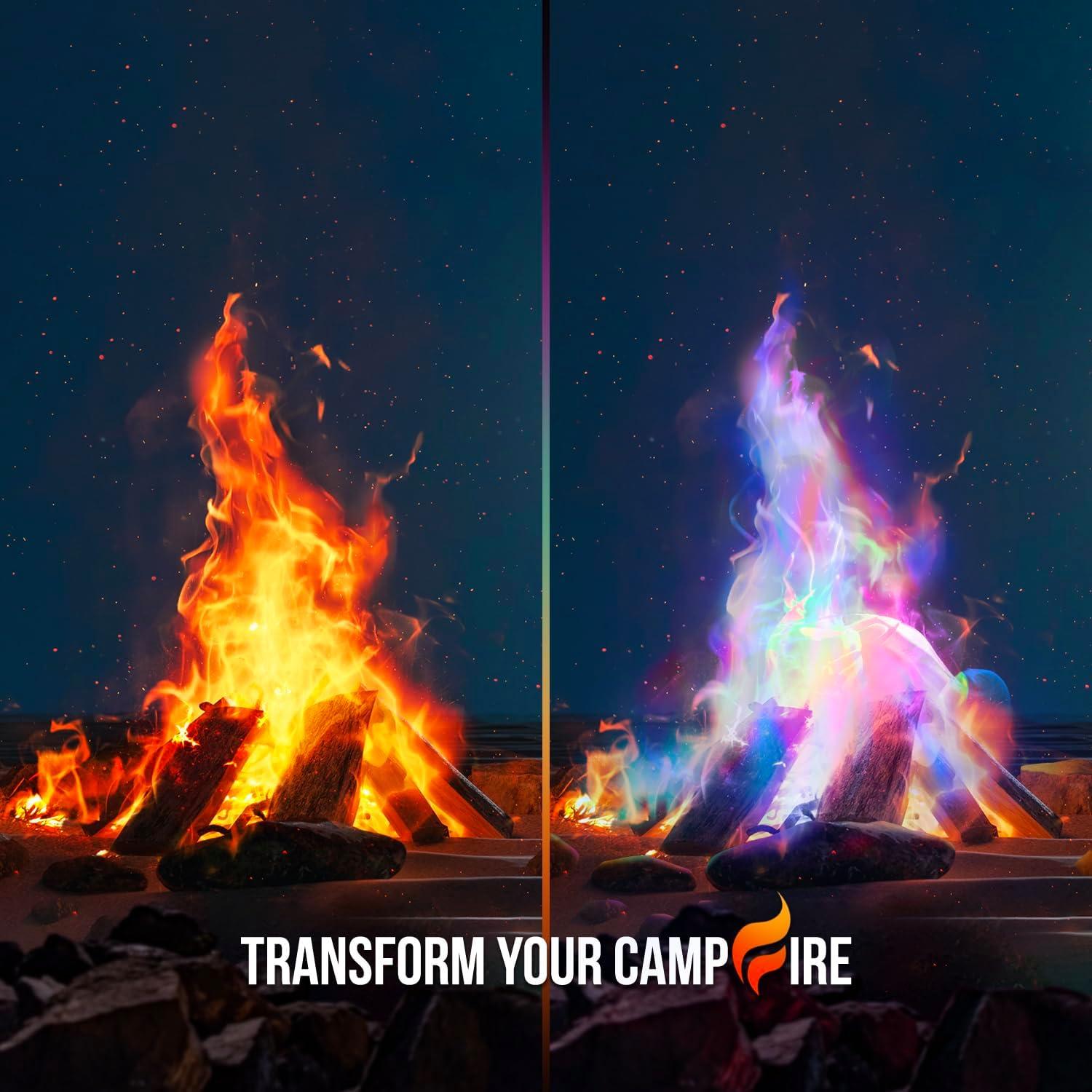 imageFire Dazzle Fire Color Changing Packets for Fire Pit  12 Pack Color Packets Flame Changer for Fire Pit and Campfires  Camping Games Accessories for Kids and Adults5 Pack