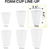 image12 Oz Disposable Foam Cups 100 Pack White Foam Insulates Hot ampamp Cold Beverages Made in the USA ToGo Cups  for Coffee Tea Hot Cocoa Soup Broth Smoothie Soda Juice12oz  White