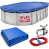 image18 Ft Round Premium HeavyDuty Winter Pool Cover  Royal Blue Extra Thick and Durable TearProof UVResistant Reinforced Edges Easy Install AllSeason Protection for Above Ground PoolsOval
