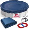 image28 ft Round Pool Cover for Above Ground Pools Above Ground Pool Cover Swimming Pool Cover Winter Pool Cover Keeps Out Debris Cold and UV Resistant Supreme Mesh Navy BlueRound