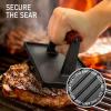 imageCast Iron Bacon Press 7quot Round ampamp Rectangle 8quotx4quot Cast Iron Grill Press  Meat Press for Bacon Steak Burgers and Sandwiches  NonStick Griddle Press with CoolTouch Wood HandleBlack Classic