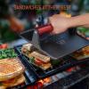 imageCast Iron Bacon Press 7quot Round ampamp Rectangle 8quotx4quot Cast Iron Grill Press  Meat Press for Bacon Steak Burgers and Sandwiches  NonStick Griddle Press with CoolTouch Wood HandleBlack Beef Master
