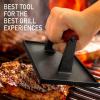 imageCast Iron Bacon Press 7quot Round ampamp Rectangle 8quotx4quot Cast Iron Grill Press  Meat Press for Bacon Steak Burgers and Sandwiches  NonStick Griddle Press with CoolTouch Wood HandleBlack Set