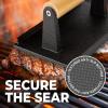 imageCast Iron Bacon Press 7quot Round ampamp Rectangle 8quotx4quot Cast Iron Grill Press  Meat Press for Bacon Steak Burgers and Sandwiches  NonStick Griddle Press with CoolTouch Wood HandleBlack