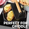 imageCast Iron Bacon Press 7quot Round ampamp Rectangle 8quotx4quot Cast Iron Grill Press  Meat Press for Bacon Steak Burgers and Sandwiches  NonStick Griddle Press with CoolTouch Wood HandleBlack