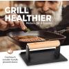 imageCast Iron Bacon Press 7quot Round ampamp Rectangle 8quotx4quot Cast Iron Grill Press  Meat Press for Bacon Steak Burgers and Sandwiches  NonStick Griddle Press with CoolTouch Wood HandleBlack