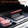 imageCast Iron Bacon Press 7quot Round ampamp Rectangle 8quotx4quot Cast Iron Grill Press  Meat Press for Bacon Steak Burgers and Sandwiches  NonStick Griddle Press with CoolTouch Wood HandleBlack Beef Master