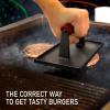 imageCast Iron Bacon Press 7quot Round ampamp Rectangle 8quotx4quot Cast Iron Grill Press  Meat Press for Bacon Steak Burgers and Sandwiches  NonStick Griddle Press with CoolTouch Wood HandleBlack Set