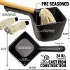 imageCast Iron Sauce Pot with BBQ Mop Brush  Small Cast Iron Basting Pot ampamp Mop Brush for Grilling Smoking and Saucing  BBQ Mop Brushes for Sauce 24 Oz