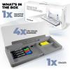 imageDesktop Dry Erase Board  Glass Erase Board  Black Desk Computer Buddy  Home Office ampamp Studying Essentials  Phone ampamp Tablet Slot Storage Compartment  Includes 4 Markers 1 EraserGrey