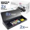 imageDesktop Dry Erase Board  Glass Erase Board  Black Desk Computer Buddy  Home Office ampamp Studying Essentials  Phone ampamp Tablet Slot Storage Compartment  Includes 4 Markers 1 EraserBlack