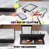 imageDesktop Dry Erase Board  Glass Erase Board  Black Desk Computer Buddy  Home Office ampamp Studying Essentials  Phone ampamp Tablet Slot Storage Compartment  Includes 4 Markers 1 EraserBlack