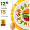 imageDeviled Egg Container with Lid  12inch Round Serving Plate 15 Slots  Disposable Plastic Holder Platter for Fruits Veggie Finger Food  Stackable Easy StorageCrystal Design