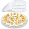 imageDeviled Egg Container with Lid  12inch Round Serving Plate 15 Slots  Disposable Plastic Holder Platter for Fruits Veggie Finger Food  Stackable Easy StorageCrystal Design
