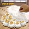 imageDeviled Egg Container with Lid  12inch Round Serving Plate 15 Slots  Disposable Plastic Holder Platter for Fruits Veggie Finger Food  Stackable Easy StorageFlower Design
