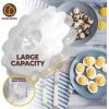 imageDeviled Egg Container with Lid  12inch Round Serving Plate 15 Slots  Disposable Plastic Holder Platter for Fruits Veggie Finger Food  Stackable Easy StorageFlower Design