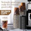 imageDisposable Coffee Cups with Lids 10 oz 50 Pack  To Go Paper Coffee Cups for Hot ampamp Cold Beverages Coffee Tea Hot Chocolate Water Juice  Eco Friendly Cups10oz Design  With Lids
