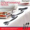 imageDisposable Plastic Serving Utensils  Set of 18 Clear Buffet Serving Utensils 6 Each 6quot Tongs 10 Spoons 10 ForksBlack