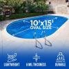 imageShop Square 10 x 15 Oval Solar Cover for Inground and Above Ground Pools 8 Mil  Premium Heavy Duty Solar Blanket for Above Ground Pool Blue  Made in USA