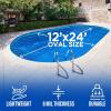 imageShop Square 12 x 24 Oval Solar Cover for Inground and Above Ground Pool 8 Mil  Premium Heavy Duty Solar Blanket for Above Ground Pool Blue  Made in USA