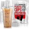 image32 oz Plastic Cups with Lids 50 Pack  Disposable Clear Cups for Iced Coffee Boba Milk Tea Smoothies and Fruit Shakes for Parties Cafes Restaurants50