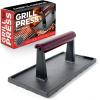 imageCast Iron Bacon Press 7quot Round ampamp Rectangle 8quotx4quot Cast Iron Grill Press  Meat Press for Bacon Steak Burgers and Sandwiches  NonStick Griddle Press with CoolTouch Wood HandleBlack Classic