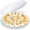 imageDeviled Egg Container with Lid  12inch Round Serving Plate 15 Slots  Disposable Plastic Holder Platter for Fruits Veggie Finger Food  Stackable Easy StorageCrystal Design