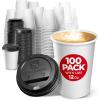 imageDisposable Coffee Cups with Lids 12 oz 100 Pack  To Go Paper Coffee Cups for Hot ampamp Cold Beverages Tea Hot Chocolate Water Juice Eco Friendly12oz Classic  With Lids