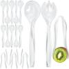 imageDisposable Plastic Serving Utensils  Set of 18 Clear Buffet Serving Utensils 6 Each 6quot Tongs 10 Spoons 10 ForksClear