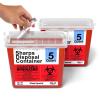 imageSharps Container for Home Use and Professional  5 Quart 2 Pack Large Sharps Container Needle Disposal Touch Free Rotating Lid