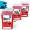 imageSharps Containers for Home Use Sharps Disposal Needle Disposal Biohazard Containers Small  1 Quart  3 Pack