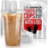 imageShop Square 20 oz Plastic Cups with Lids 100 Pack  Clear Plastic Cups for Iced Coffee Boba Milk Tea Smoothies and Fruit Shakes  Disposable with Lids for Parties Cafes Restaurants100 Count Pack of 1