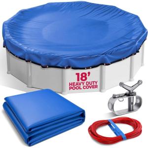 image18 Ft Round Premium HeavyDuty Winter Pool Cover  Royal Blue Extra Thick and Durable TearProof UVResistant Reinforced Edges Easy Install AllSeason Protection for Above Ground PoolsRound