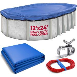 image18 Ft Round Premium HeavyDuty Winter Pool Cover  Royal Blue Extra Thick and Durable TearProof UVResistant Reinforced Edges Easy Install AllSeason Protection for Above Ground PoolsOval