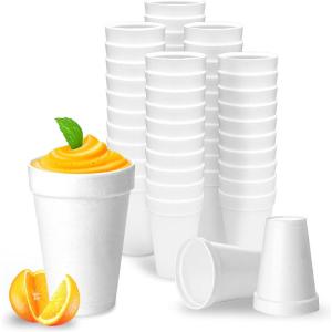 image20 Oz Disposable Foam Cups 50 Pack White Foam Insulates Hot ampamp Cold Beverages Made in the USA ToGo Cups  for Coffee Tea Hot Cocoa Soup Broth Smoothie Soda Juice20oz  White