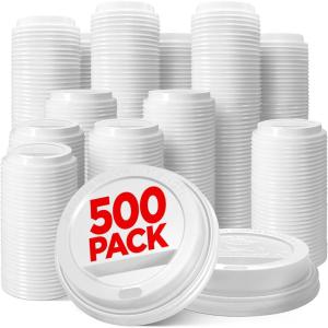 image500Pack Coffee Cup Lids  Disposable Coffee Lids for 8 10 12 16 20 ampamp 24 oz Paper Cups Dome for ToGo Beverages Expresso Tea Hot Chocolate  White