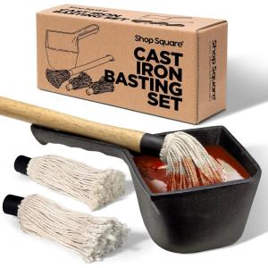 imageCast Iron Sauce Pot with BBQ Mop Brush  Small Cast Iron Basting Pot ampamp Mop Brush for Grilling Smoking and Saucing  BBQ Mop Brushes for Sauce 24 Oz