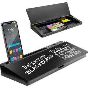 imageDesktop Dry Erase Board  Glass Erase Board  Black Desk Computer Buddy  Home Office ampamp Studying Essentials  Phone ampamp Tablet Slot Storage Compartment  Includes 4 Markers 1 EraserBlack