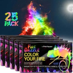 imageFire Dazzle Fire Color Changing Packets for Fire Pit  12 Pack Color Packets Flame Changer for Fire Pit and Campfires  Camping Games Accessories for Kids and Adults25 Pack