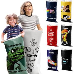 imagePotato Sack Race Bags  Yard Games  Durable Interwoven Plastic  Fun Meme Designs  Family Games For Kids And Adults  Party Supplies  Easter BBQ Picnic Holiday  Set Of 8  23 x 40