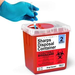 imageSharps Container Sharps Containers for Home Use Needle Disposal Containers Sharps Disposal Container Biohazard Containers Small Sharps Container  2 Quart