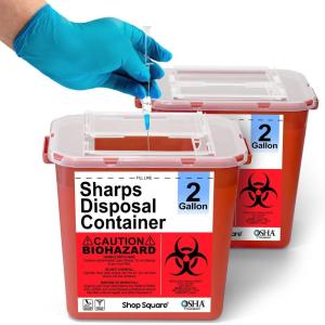 imageSharps Containers for Home Use 2 Gallon 2Pack Needle Disposal Professional Grade Biohazard Containers