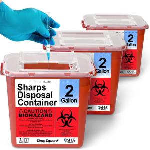 imageSharps Containers for Home Use 2 Gallon 3Pack  Needle Disposal Professional Grade Biohazard Containers