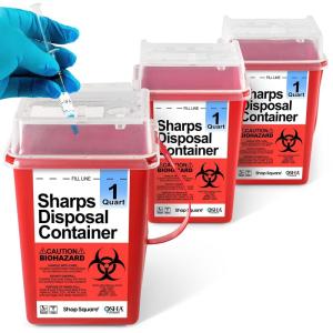 imageSharps Containers for Home Use Sharps Disposal Needle Disposal Biohazard Containers Small  1 Quart  3 Pack
