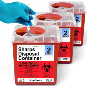 imageSharps Containers for Home and Professional Use 2 Quart Needle Disposal 3Pack Syringe Disposal for Home Biohazard Containers