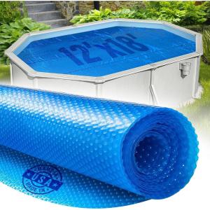 imageShop Square 12 x 18 Oval Solar Cover for Inground and Above Ground Pool 8 Mil  Premium Heavy Duty Solar Blanket for Above Ground Pool Blue  Made in USA