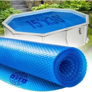 imageShop Square 15 x 30 Oval Solar Cover for Inground and Above Ground Pools 8 Mil  Premium Heavy Duty Solar Blanket for Above Ground Pool Blue  Made in USA