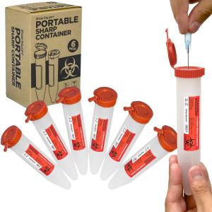 imageSmall Sharps Containers Travel Sharps Container Transportable Sharps Container with Locking Mechanism Professional Grade Mini Sharps Container  6 Count6 Pack