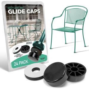 imageWrought Iron Patio Furniture Feet Caps 24 Pack Black  15quot Round Patio Furniture Feet Protectors Outdoor Chair Glides Outdoor Sliders for Chairs ampamp Tables24